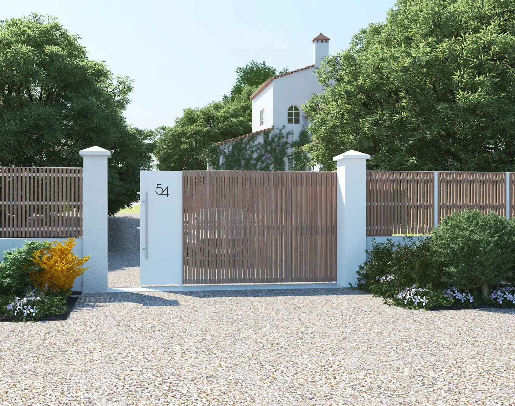 sliding gate with Thia aluminum battens by kostum